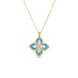 Roberto Coin 18K Yellow Gold Venetian Princess Diamond & Turquoise Flower Necklace