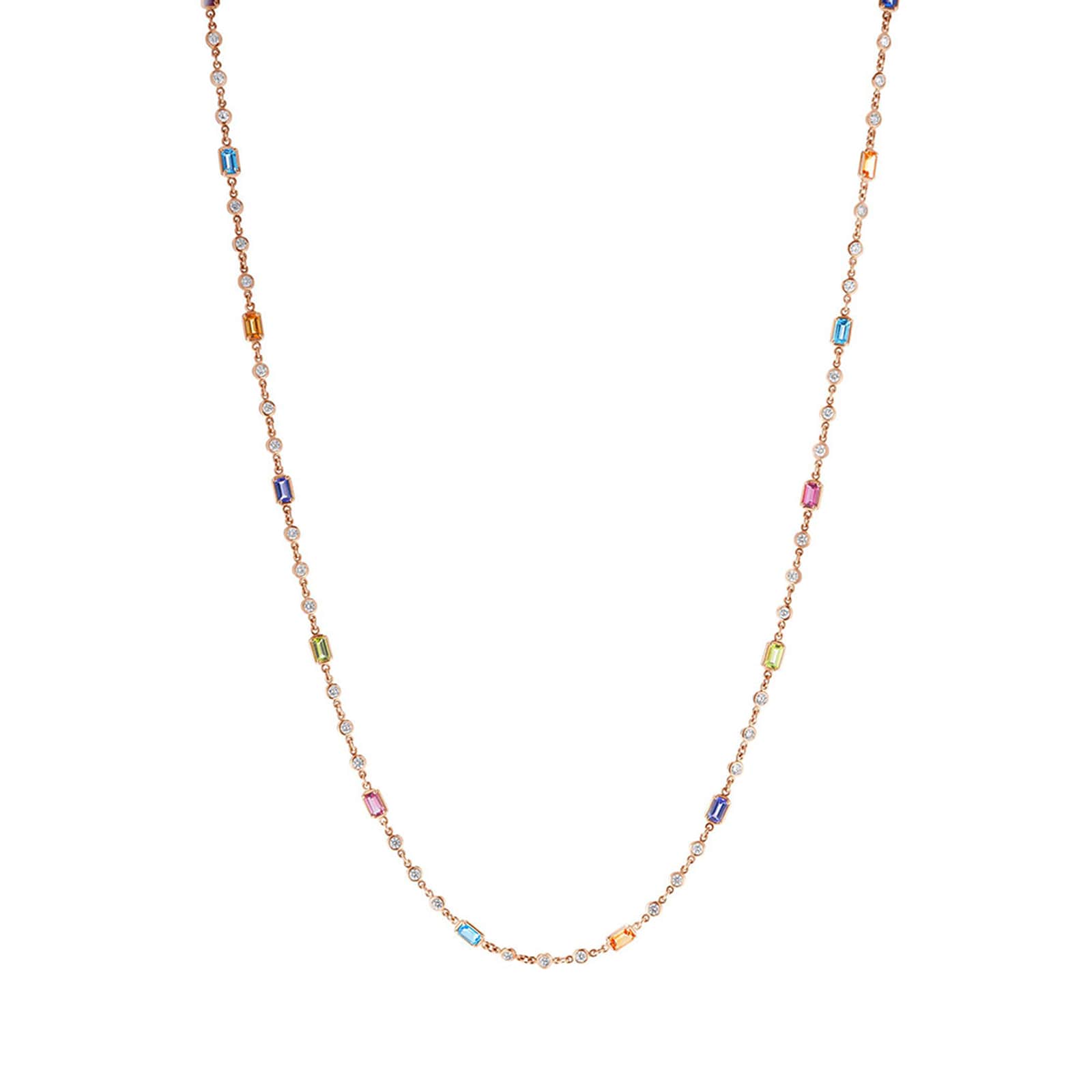 Roberto Coin 18K Rose Gold Diamonds By The Inch Diamond & Mixed Gemstone Necklace Roberto Coin 18K Rose Gold Diamonds By The Inch Diamond & Mixed Gemstone Necklace