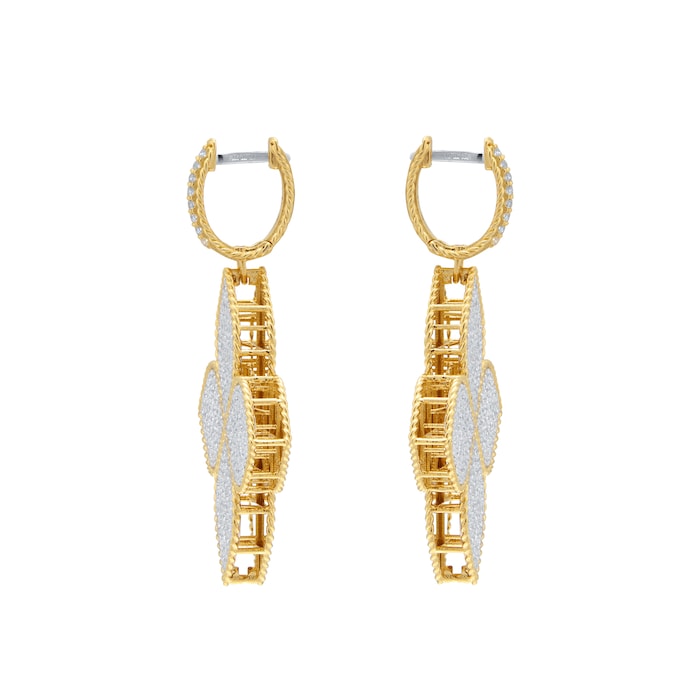 Roberto Coin Princess Flower 18ct Yellow Gold 3.60ct Diamond Hoop Earrings