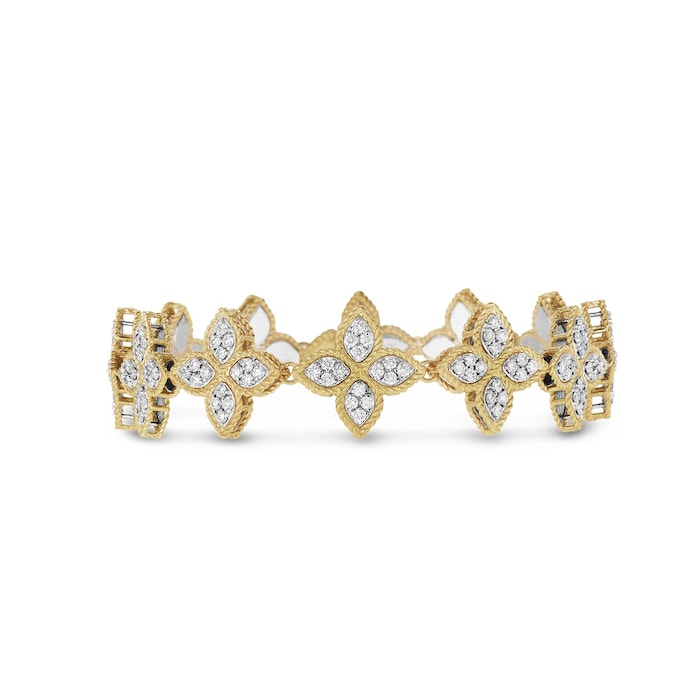 Roberto Coin Princess Flower 18ct Yellow Gold 2.20ct Diamond Bracelet