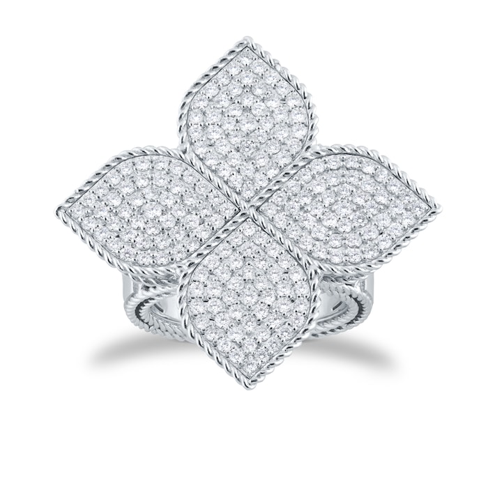 Roberto Coin Princess Flower 18ct White Gold 1.75ct Diamond Ring - Ring Size N