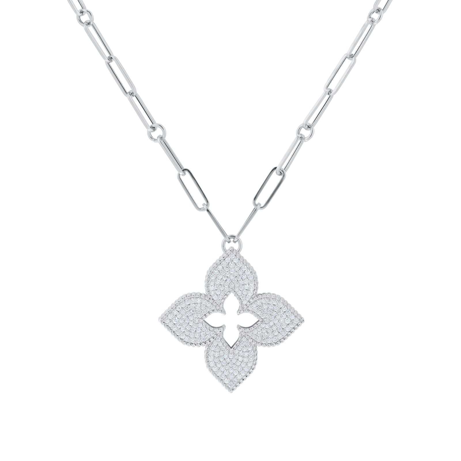 Venetian Princess 18ct White Gold 1.31ct Diamond Flower Pendant