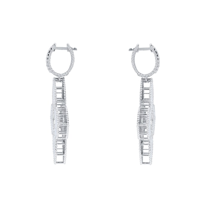 Roberto Coin Venetian Princess 18ct White Gold 2.74ct Diamond Floral Hoop Earrings