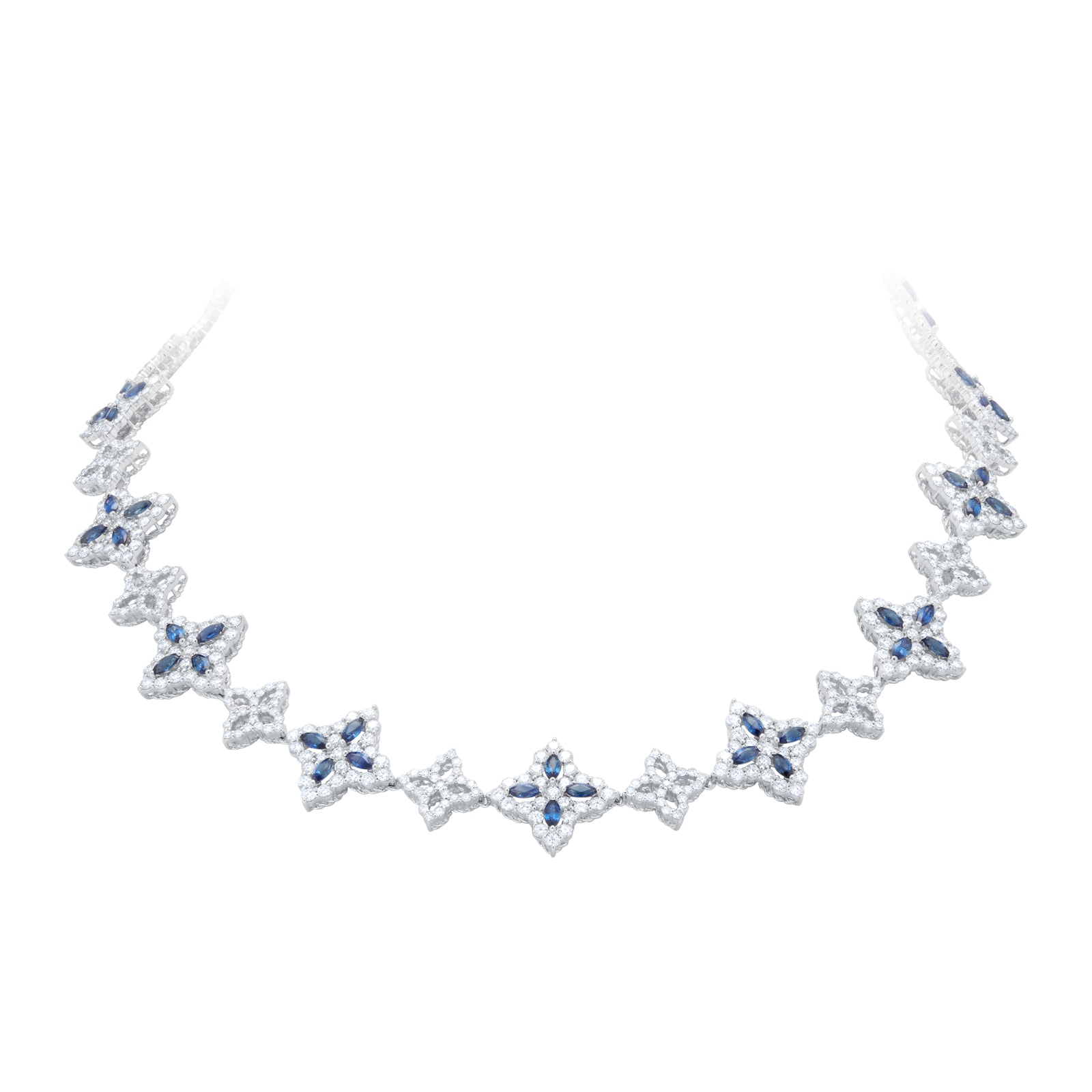 Diamond Princess 18ct White Gold 5ct Sapphire & 11.12ct Diamond Necklace