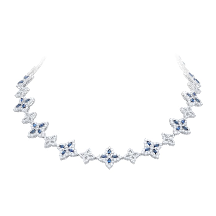 Roberto Coin Diamond Princess 18ct White Gold 5ct Sapphire & 11.12ct Diamond Necklace