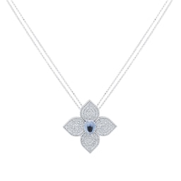 37523036 - Princess Flower 18ct White Gold 2.65ct Tanzanite & 1.55ct Diamond Pendant