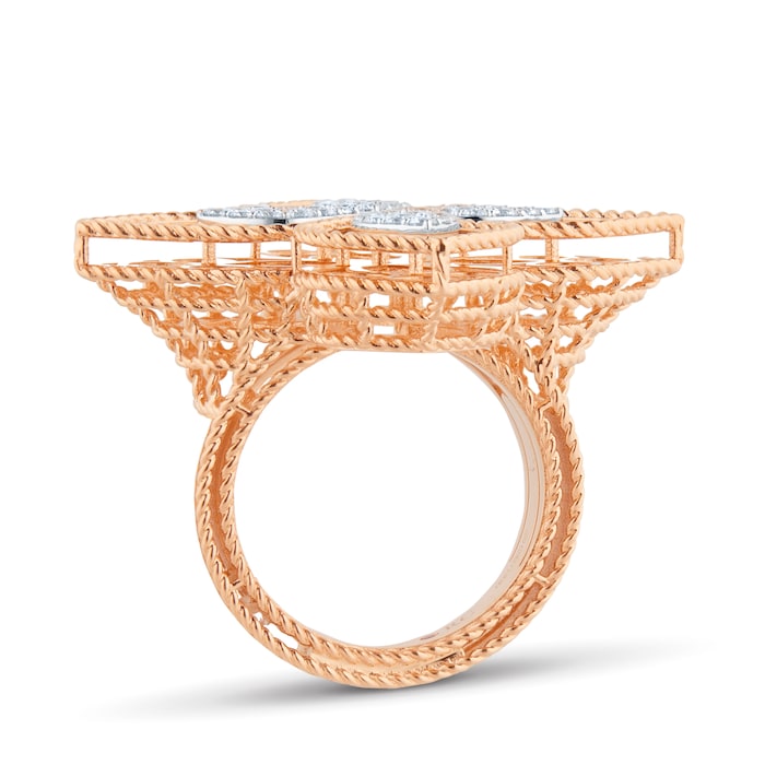 Roberto Coin Princess Flower 18ct Rose Gold 0.72ct Diamond Flower Ring - Ring Size J