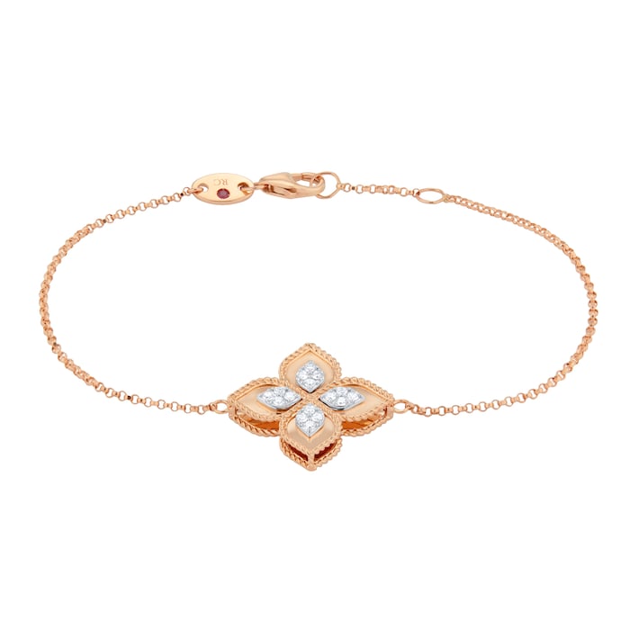 Roberto Coin Princess Flower 18ct Rose Gold 0.18ct Diamond Flower Bracelet