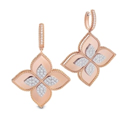 37523041 - Princess Flower 18ct Rose Gold 1.56ct Diamond Flower Hoop Earrings