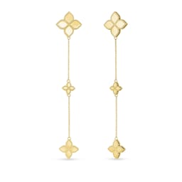 37523048 - Princess Flower 18ct Yellow Gold Floral Drop Earrings