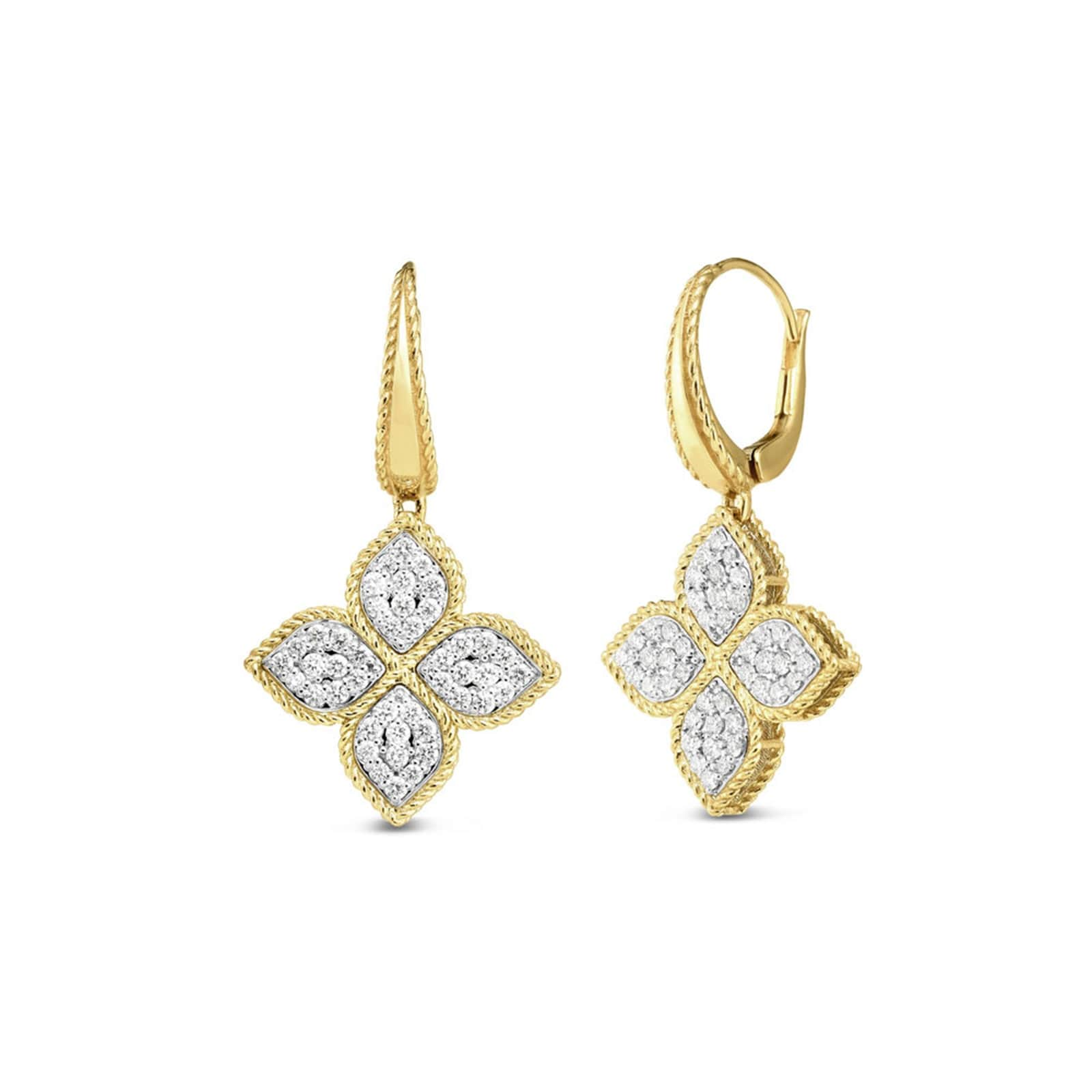 Princess Flower 18ct Yellow Gold 0.91ct Diamond Flower Hoop Earrings