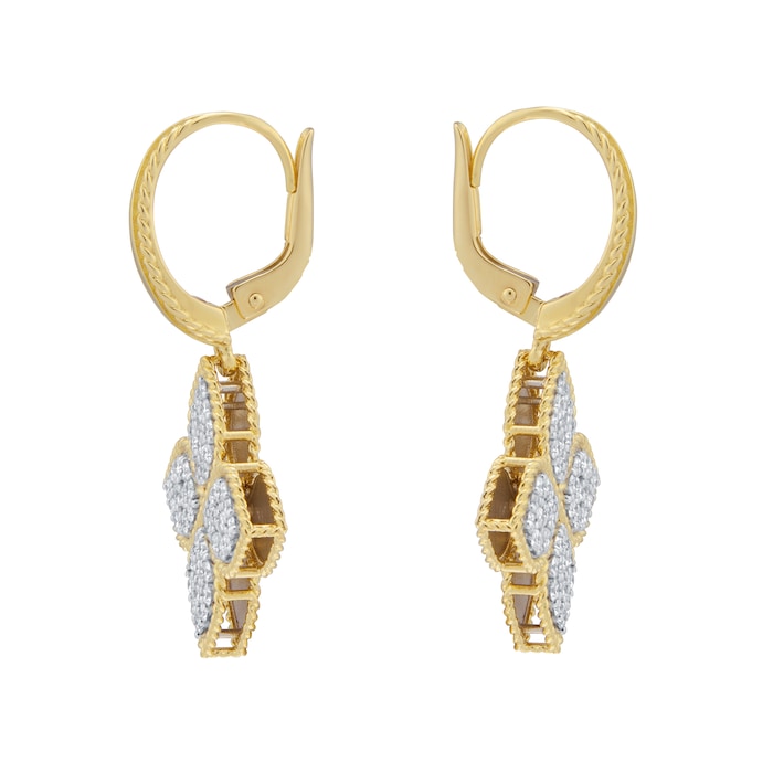 Roberto Coin Princess Flower 18ct Yellow Gold 0.91ct Diamond Flower Hoop Earrings