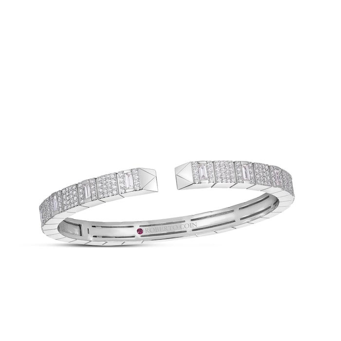 Roberto Coin 18K White Gold Obelisco Pave Diamond Cuff Bangle