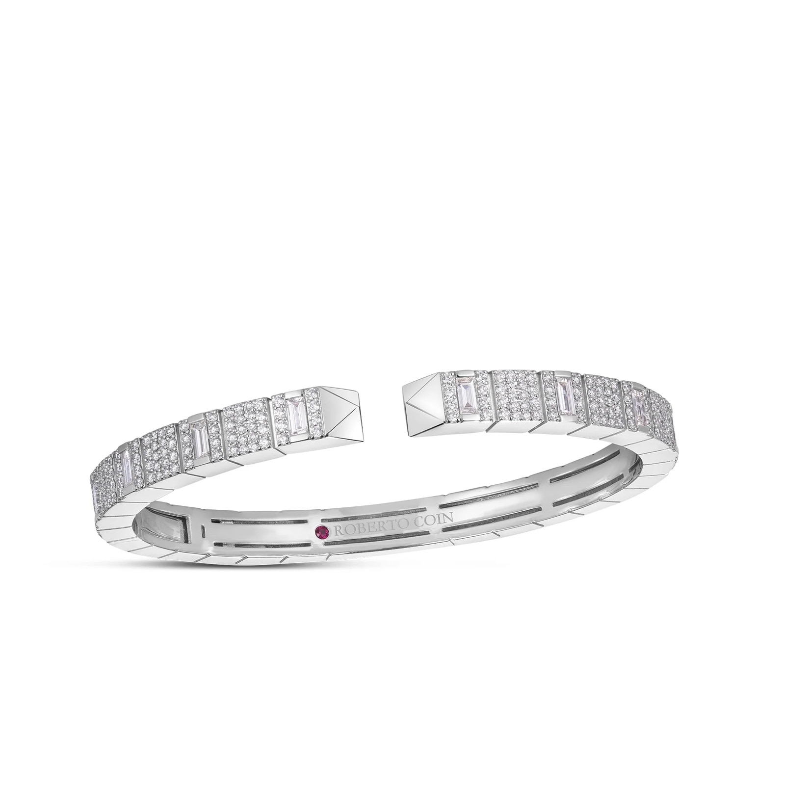 Roberto Coin 18K White Gold Obelisco Pave Diamond Cuff Bangle