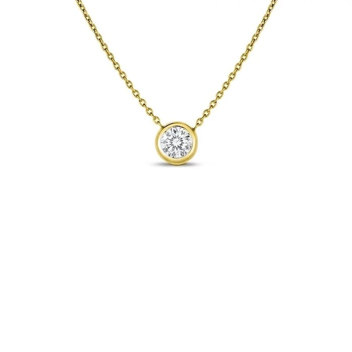 Roberto Coin 18K Yellow Gold Diamonds By The Inch Bezel Set Solitaire Necklace