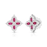 Roberto Coin 18K White Gold Venetian Princess Diamond & Ruby Stud Earrings