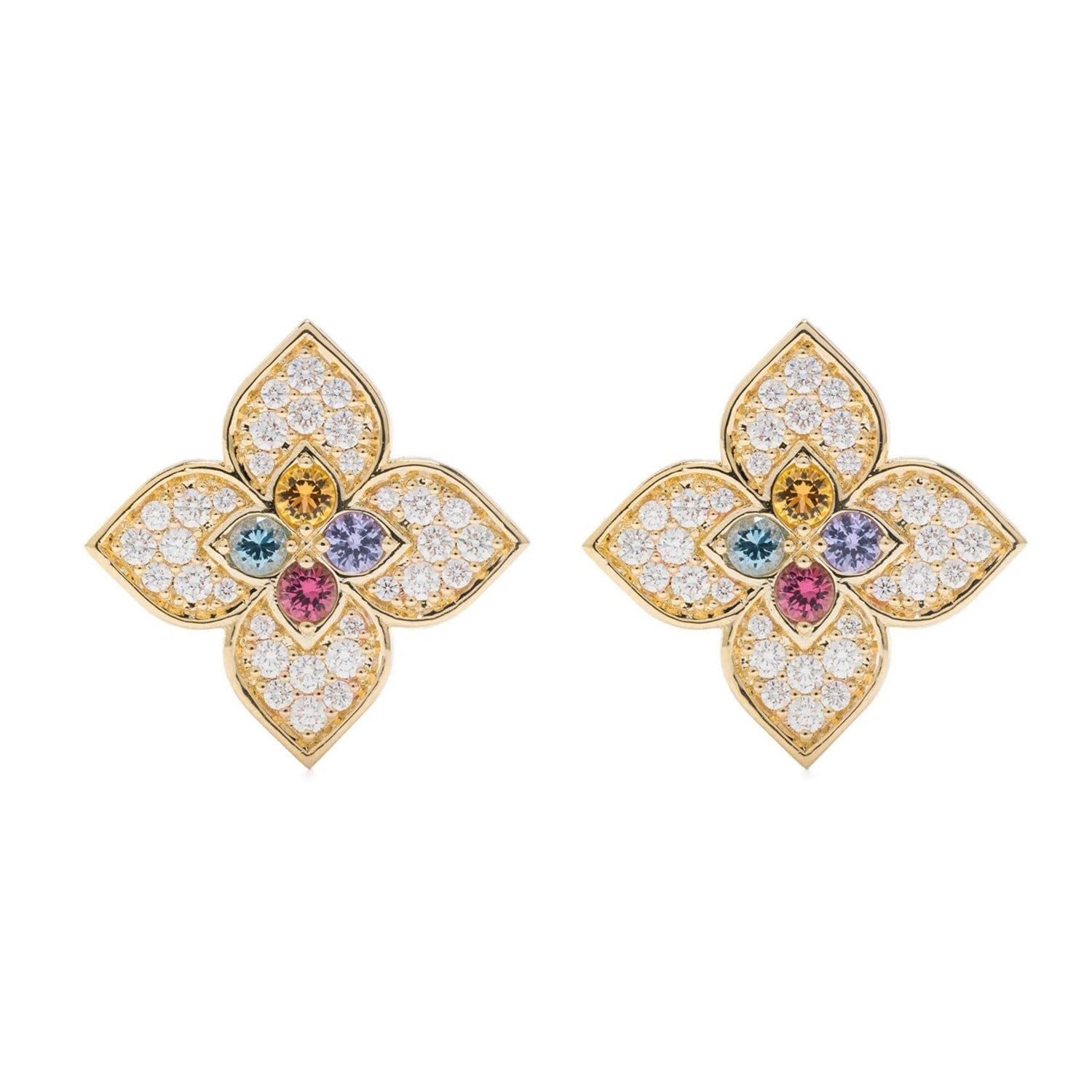 Roberto Coin Venetian Princess Carnival 18ct Yellow Gold Diamond & Mixed Gemstone Stud Earrings Roberto Coin Venetian Princess Carnival 18ct Yellow Gold Diamond & Mixed Gemstone Stud Earrings