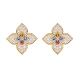 Roberto Coin Exclusive Venetian Princess Carnival 18ct Yellow Gold Diamond & Mixed Gemstone Stud Earrings