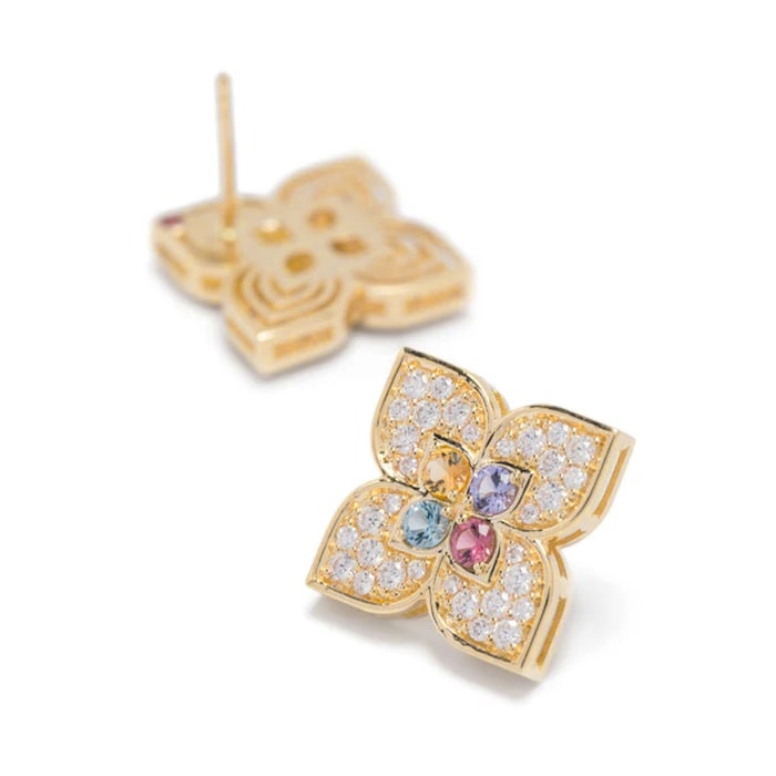 Roberto Coin Exclusive Venetian Princess Carnival 18ct Yellow Gold Diamond & Mixed Gemstone Stud Earrings