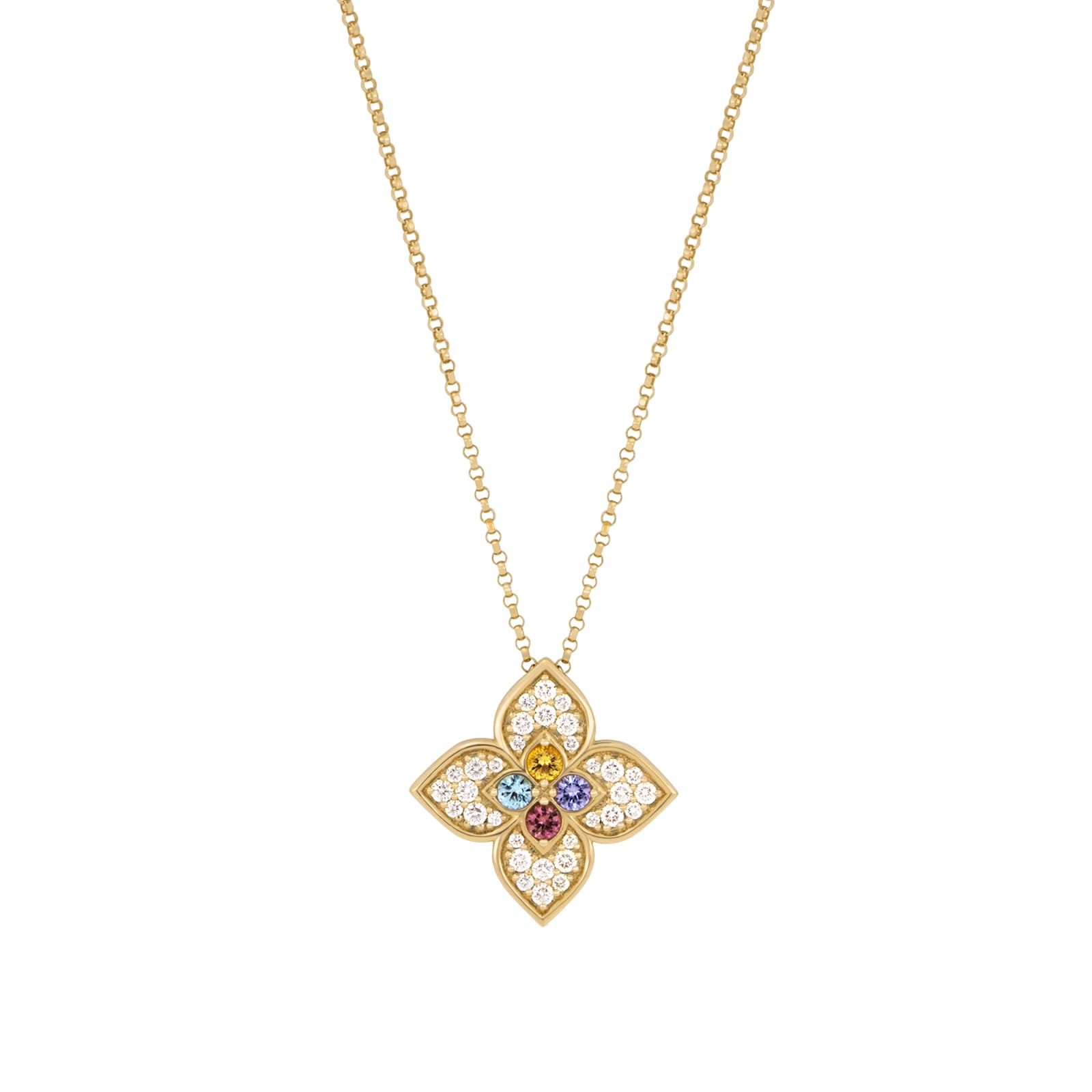 Roberto Coin Venetian Princess Carnival 18ct Yellow Gold Diamond & Mixed Gemstone Pendant Necklace Roberto Coin Venetian Princess Carnival 18ct Yellow Gold Diamond & Mixed Gemstone Pendant Necklace