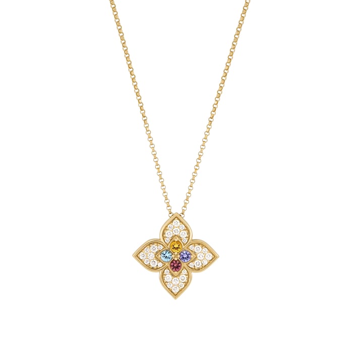 Roberto Coin Exclusive Venetian Princess Carnival 18ct Yellow Gold Diamond & Mixed Gemstone Pendant