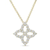Roberto Coin 18K Yellow Gold Diamond Princess Outline Flower Diamond Necklace