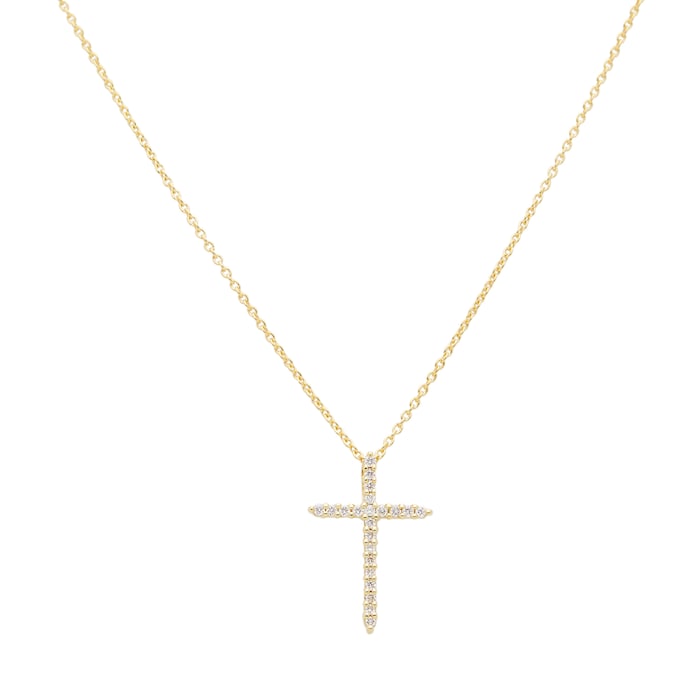 Roberto Coin Tiny Treasures 18ct Yellow Gold 0.10ct Diamond Cross Necklace