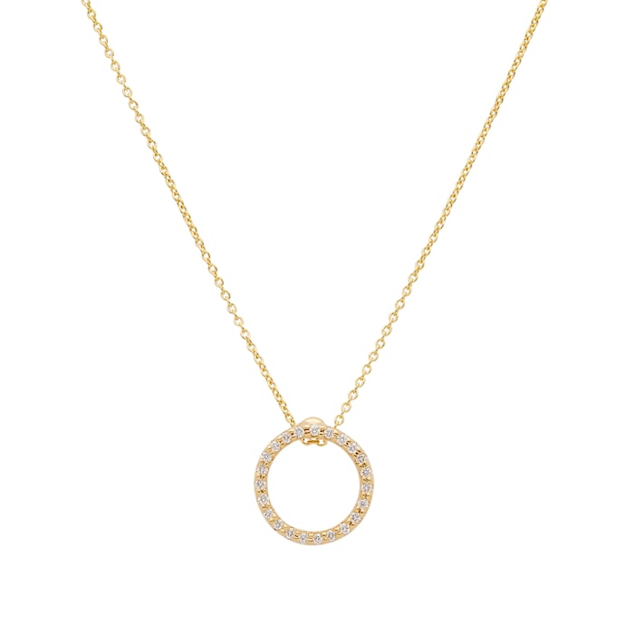 Roberto Coin Tiny Treasures 18ct Yellow Gold 0.09ct Diamond Small Circle Pendant Necklace