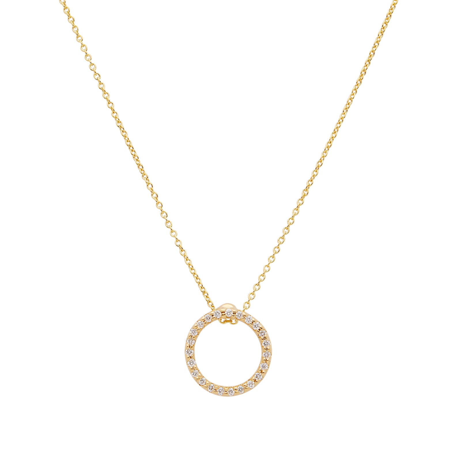 Roberto Coin Tiny Treasures 18ct Yellow Gold 0.09ct Diamond Small Circle Pendant Necklace