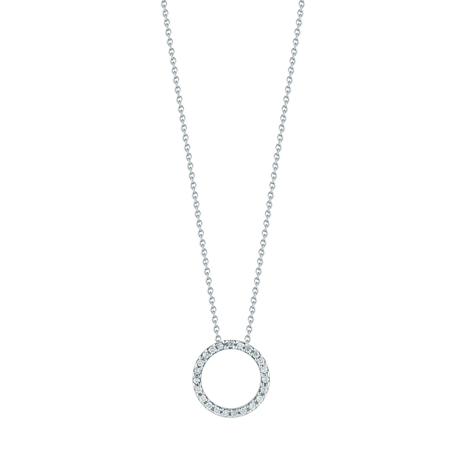 Roberto Coin Tiny Treasures 18ct White Gold 0.09ct Diamond Small Circle Pendant Necklace