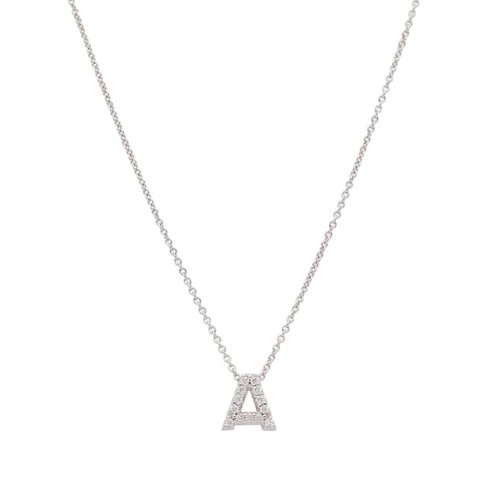 Roberto Coin Tiny Treasures 18ct White Gold 0.06ct Love Letter A Necklace