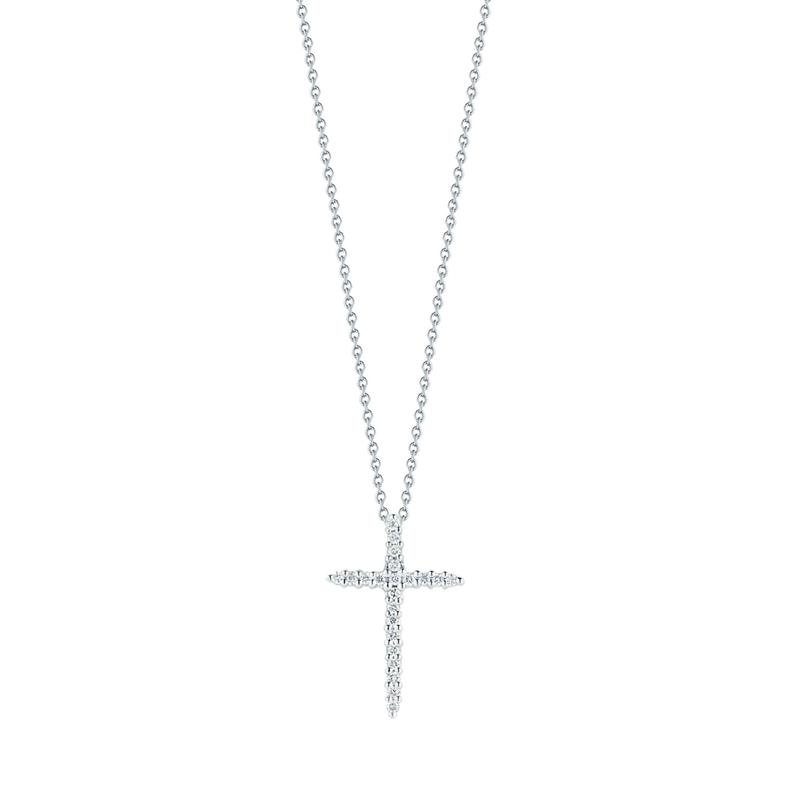 Roberto Coin Tiny Treasures 18ct White Gold 0.10ct Diamond Cross Necklace