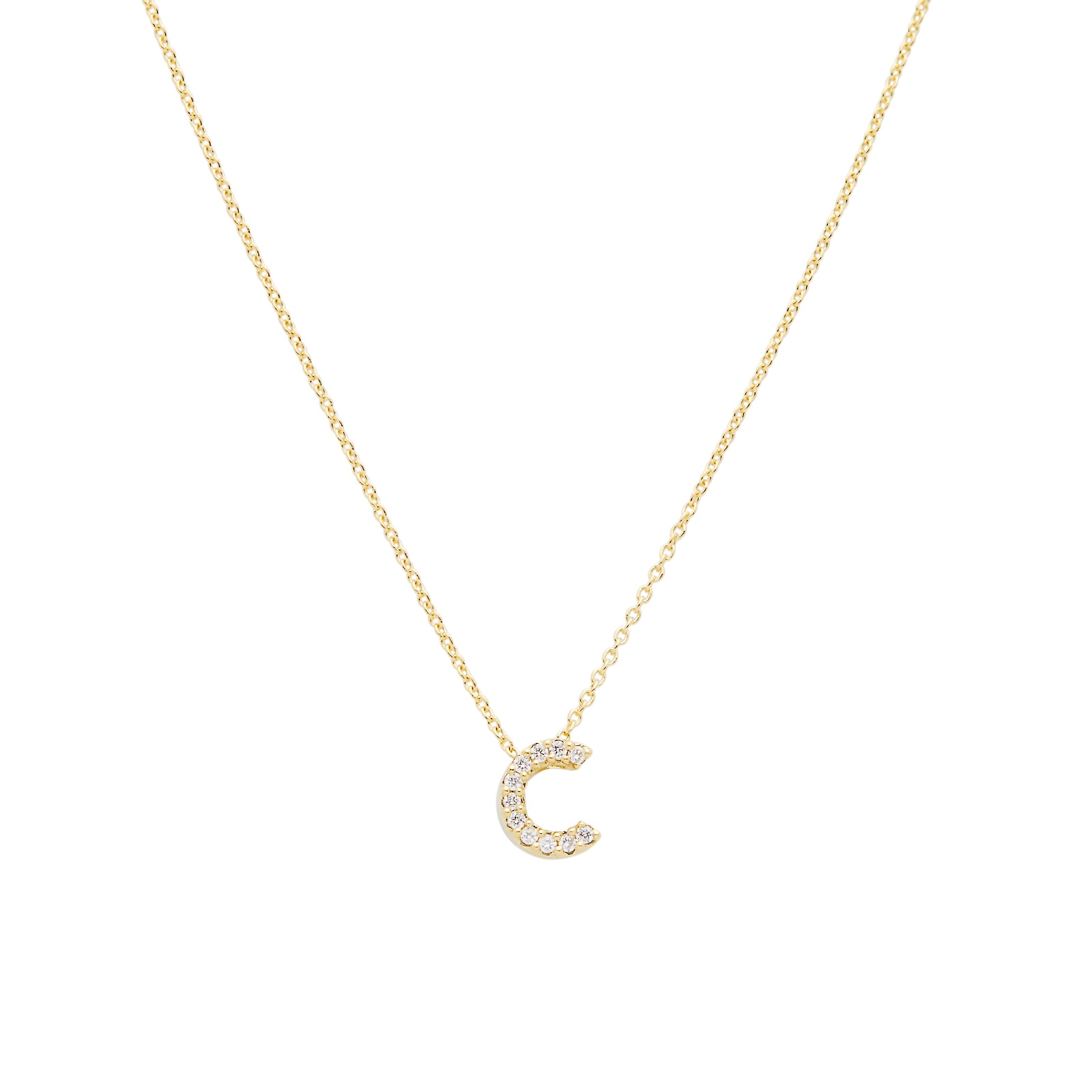 Roberto Coin Tiny Treasures 18ct Yellow Gold 0.05ct Love Letter C Necklace