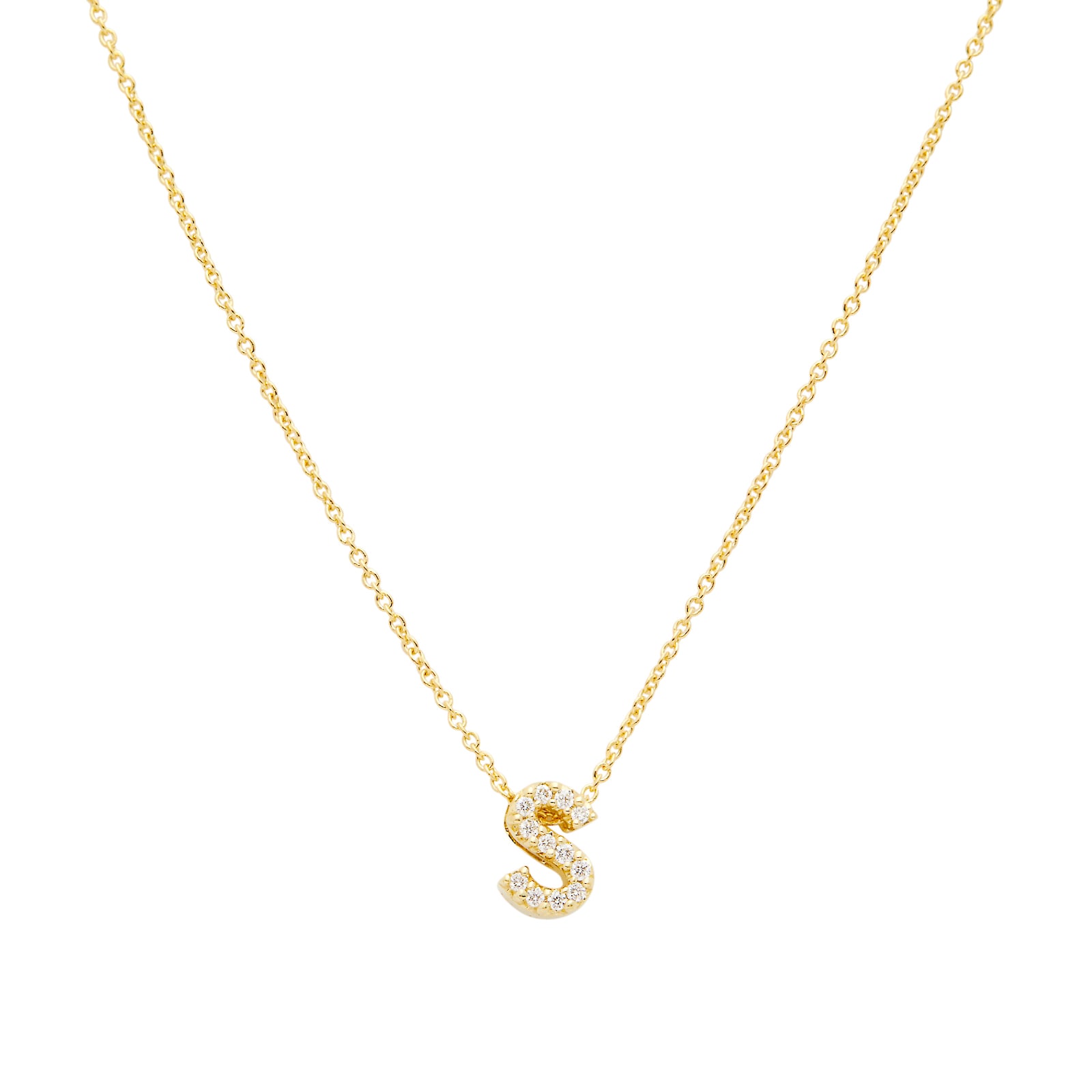 Roberto Coin Tiny Treasures 18ct Yellow Gold 0.05ct Love Letter S Necklace