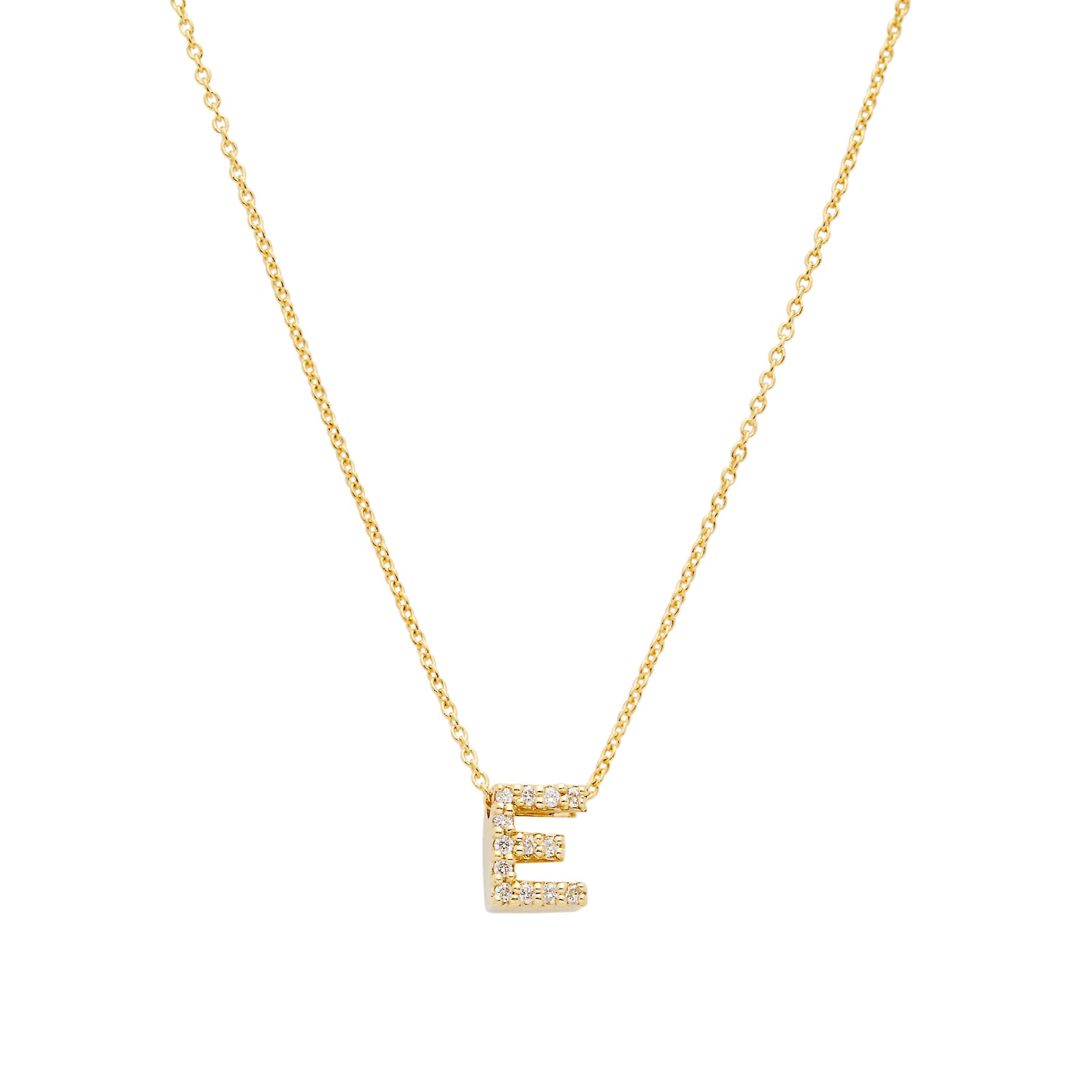 Roberto Coin Tiny Treasures 18ct Yellow Gold 0.06ct Love Letter E Necklace