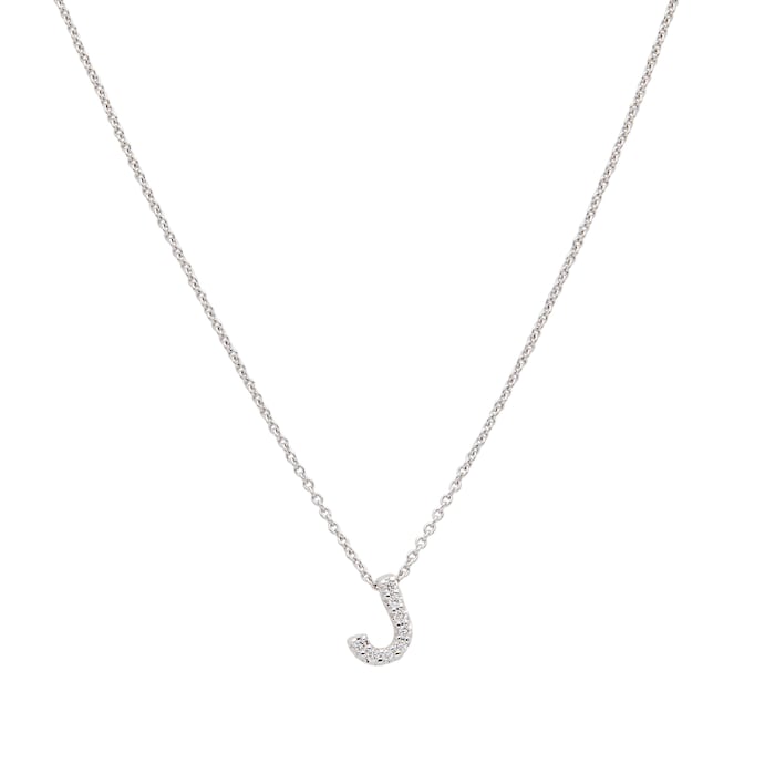 Roberto Coin Tiny Treasures 18ct White Gold 0.04ct Love Letter J Necklace