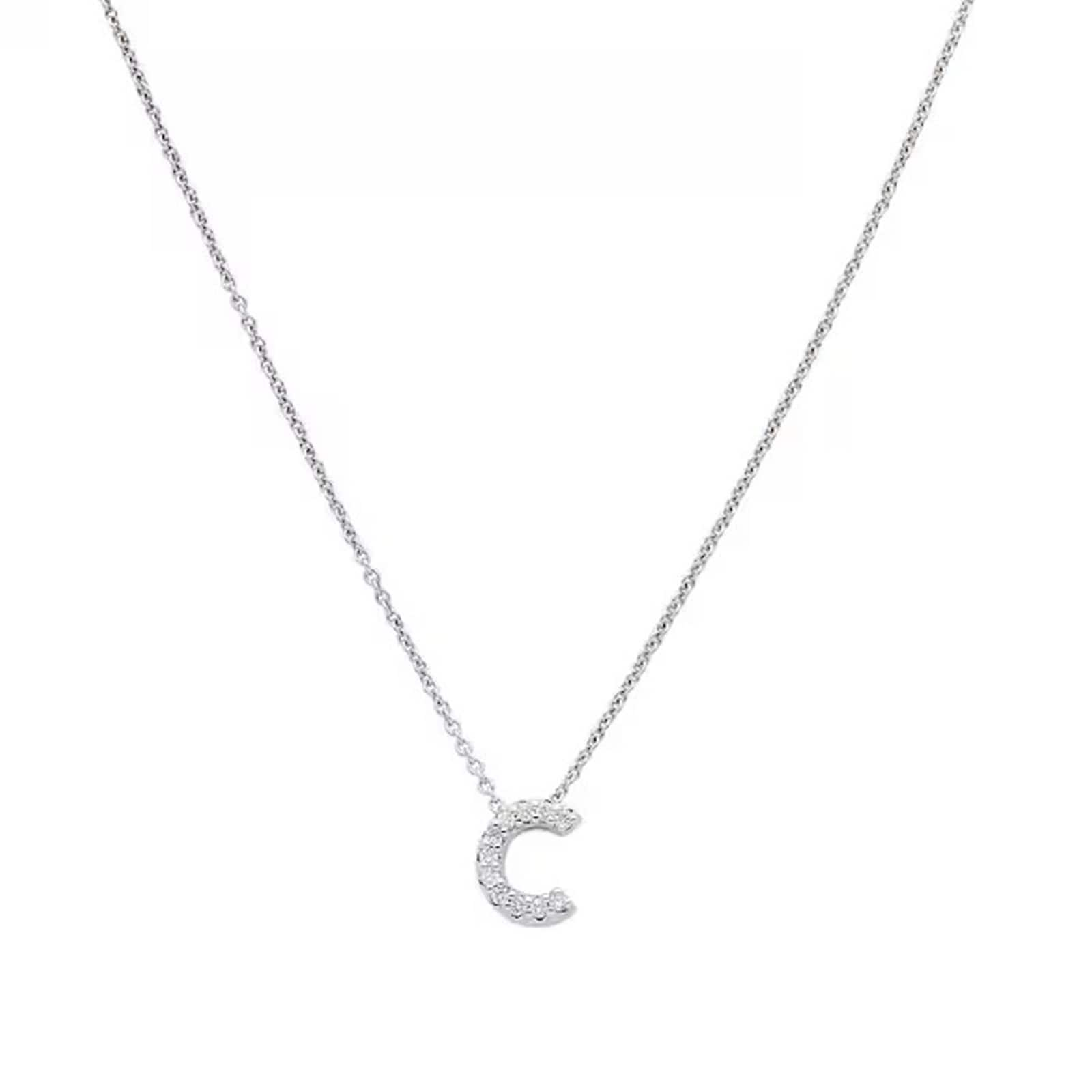 Roberto Coin Tiny Treasures 18ct White Gold 0.05ct Love Letter C Necklace