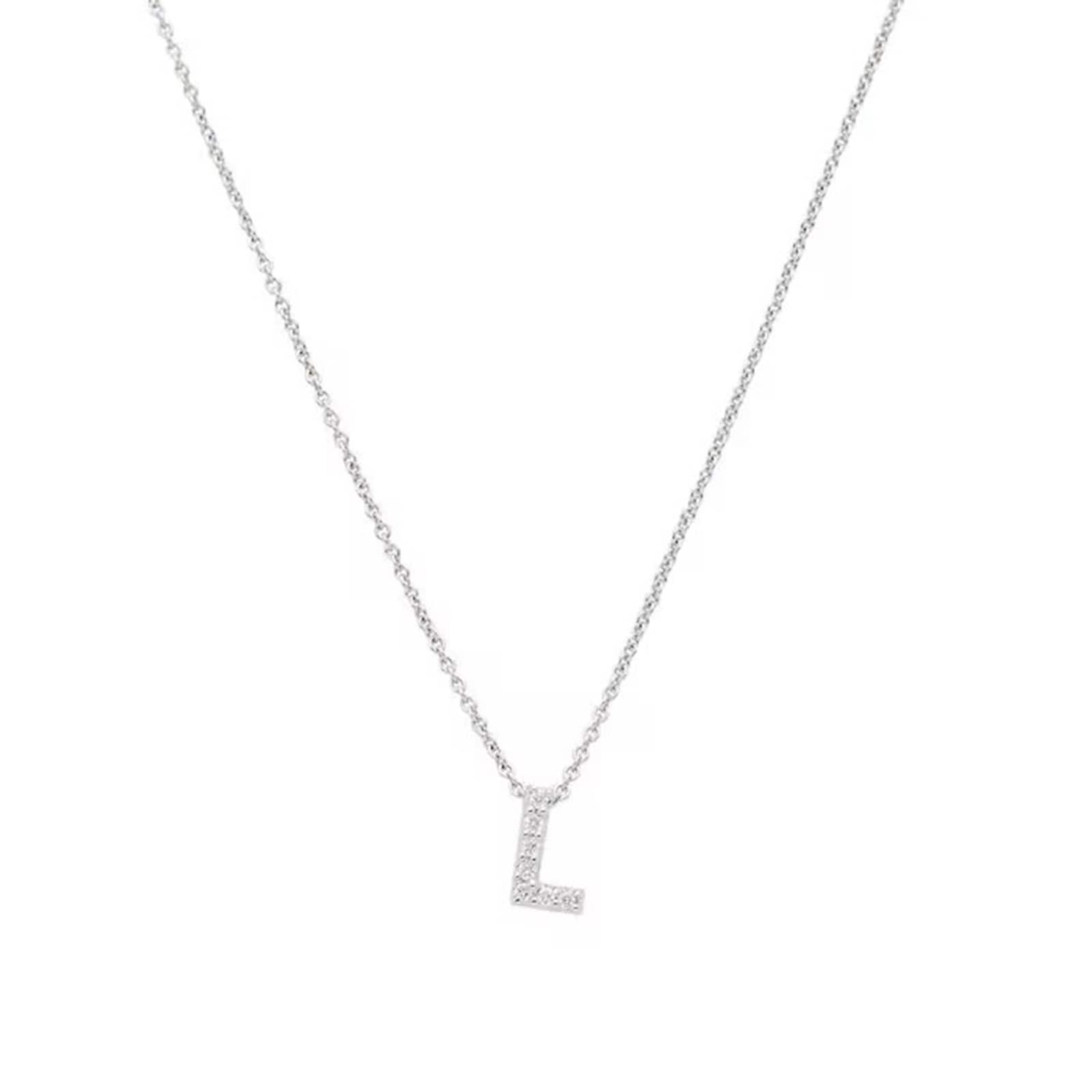 Roberto Coin Tiny Treasures 18ct White Gold 0.03ct Love Letter L Necklace