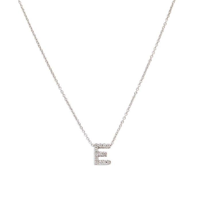 Roberto Coin Tiny Treasures 18ct White Gold 0.06ct Love Letter E Necklace