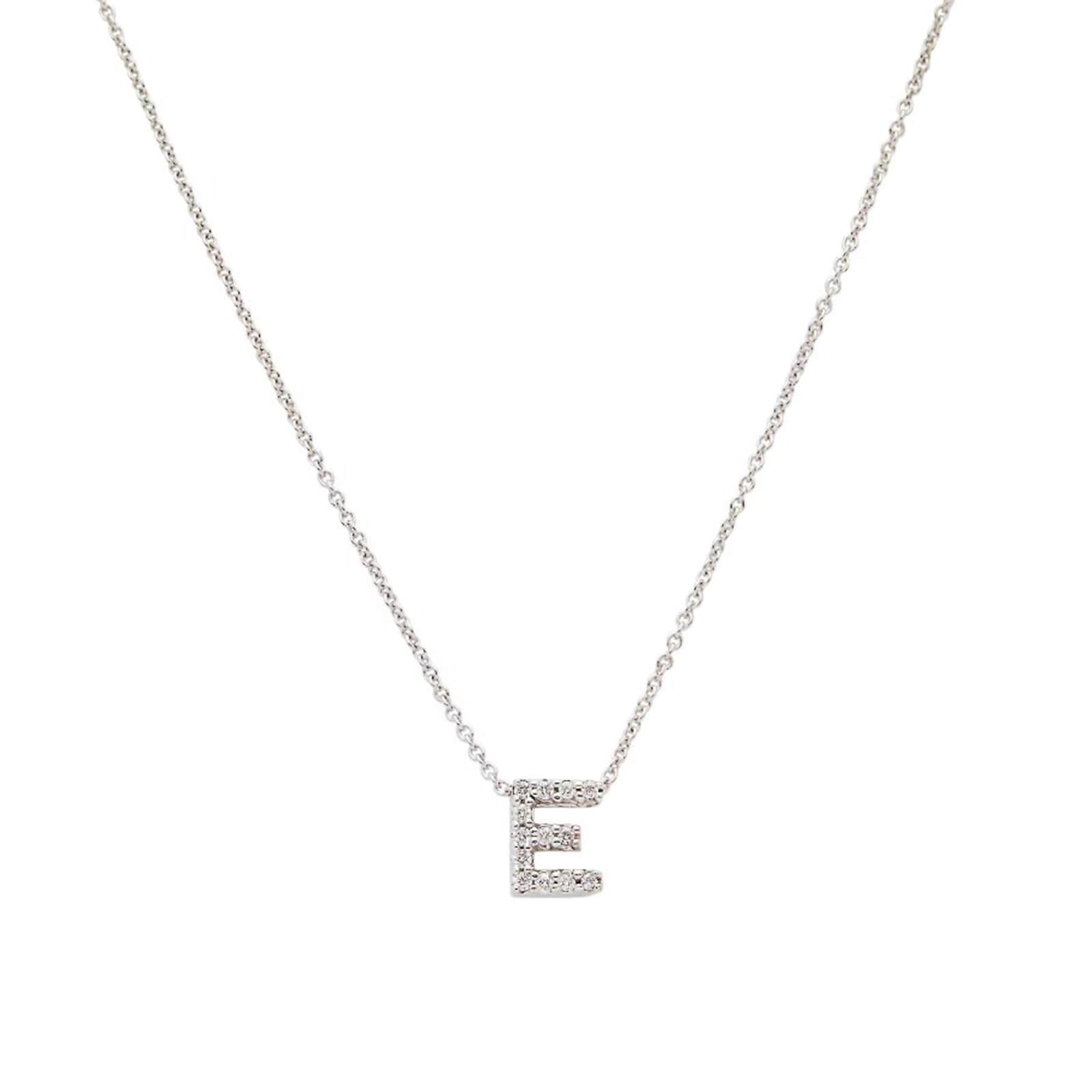 Roberto Coin Tiny Treasures 18ct White Gold 0.06ct Love Letter E Necklace