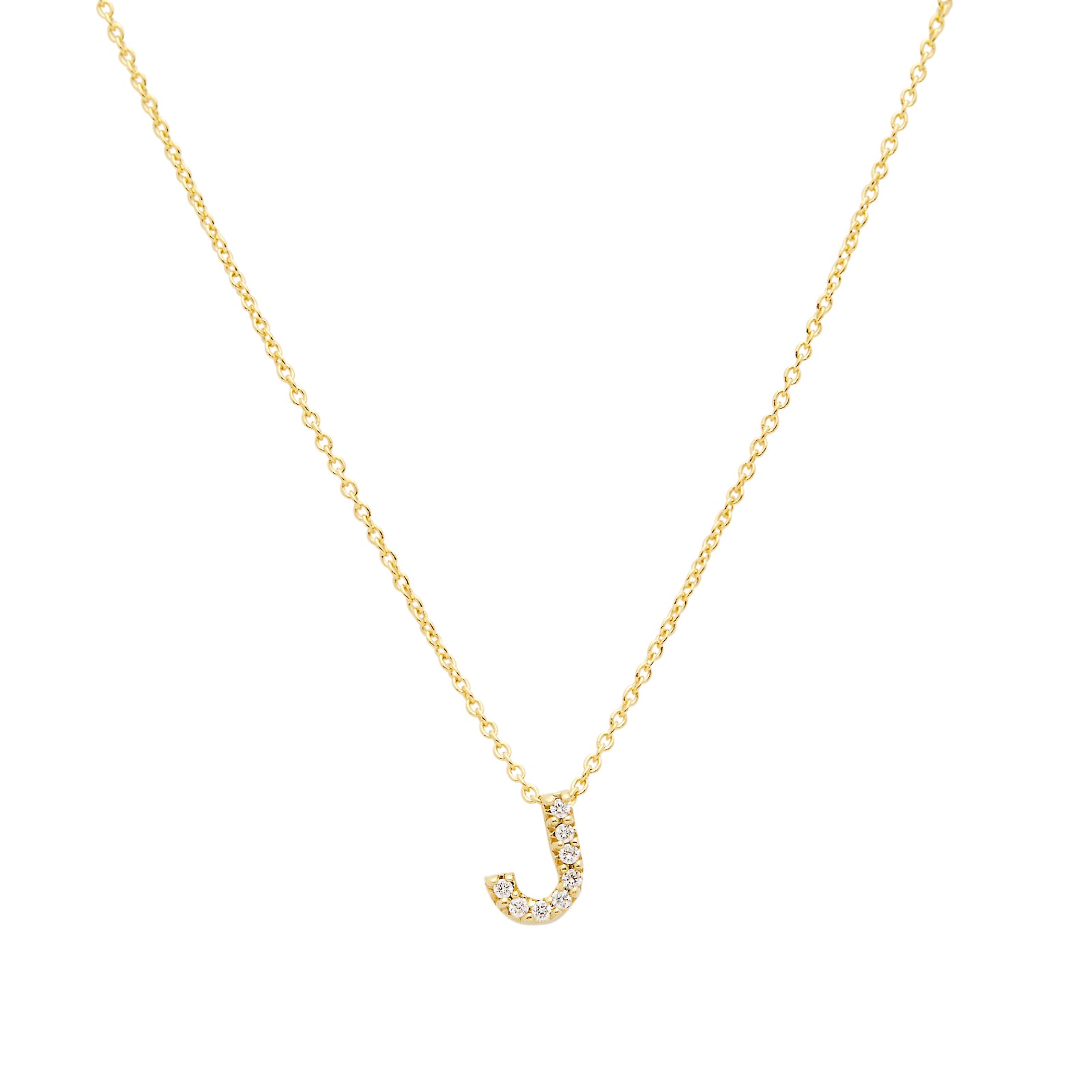 Roberto Coin Tiny Treasures 18ct Yellow Gold 0.04ct Love Letter J Necklace