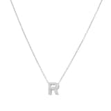 Roberto Coin Tiny Treasures 18ct White Gold 0.06ct Love Letter R Necklace