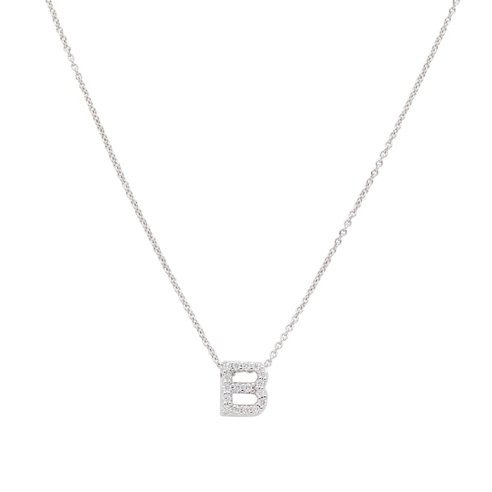 Roberto Coin Tiny Treasures 18ct White Gold 0.06ct Love Letter B Necklaces