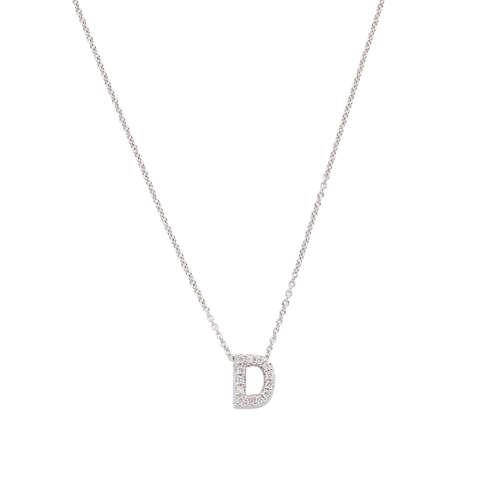 Roberto Coin Tiny Treasures 18ct White Gold 0.06ct Love Letter D Necklaces