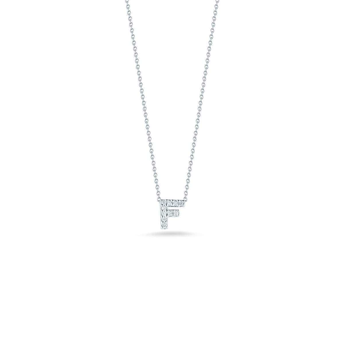 Roberto Coin Tiny Treasures 18ct White Gold 0.05ct Love Letter F Necklaces