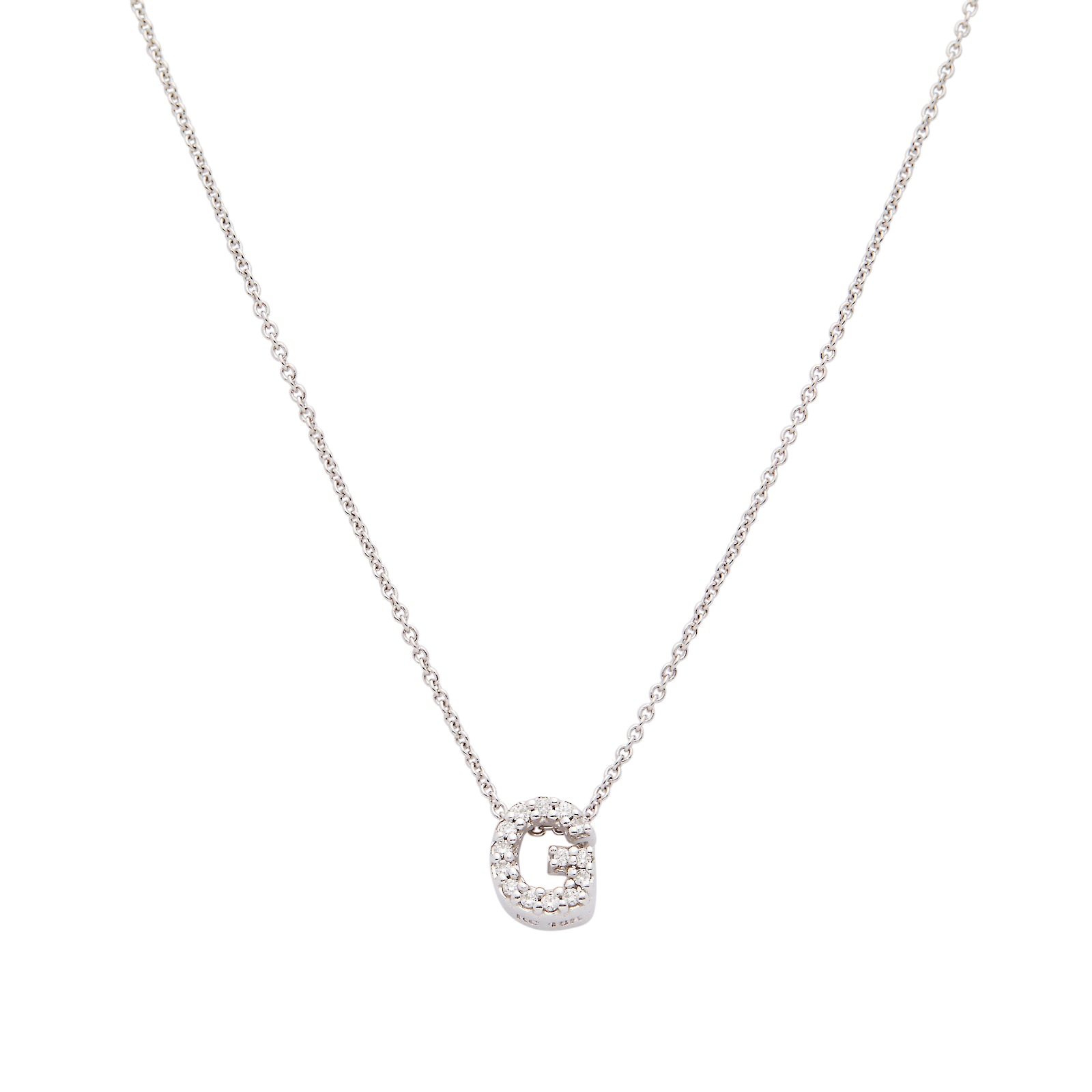 Roberto Coin Tiny Treasures 18ct White Gold 0.06ct Love Letter G Necklaces