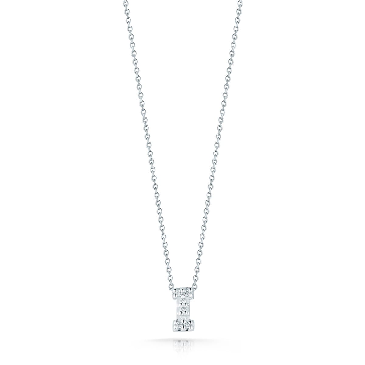 Roberto Coin Tiny Treasures 18ct White Gold 0.03ct Love Letter I Necklaces