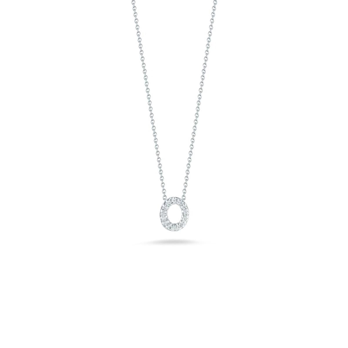 Roberto Coin Tiny Treasures 18ct White Gold 0.06ct Love Letter O Necklaces