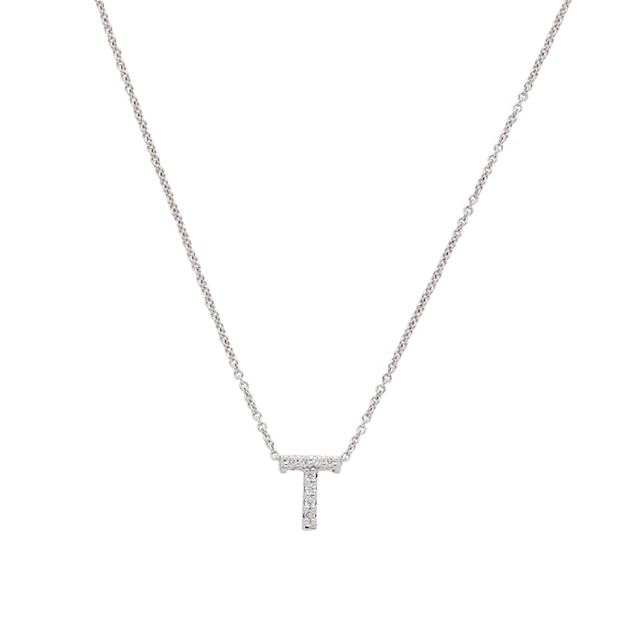 Roberto Coin Tiny Treasures 18ct White Gold 0.04ct Love Letter T Necklaces