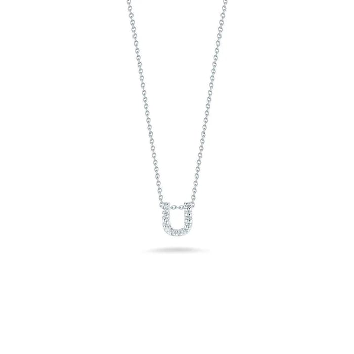 Roberto Coin Tiny Treasures 18ct White Gold 0.06ct Love Letter U Necklaces